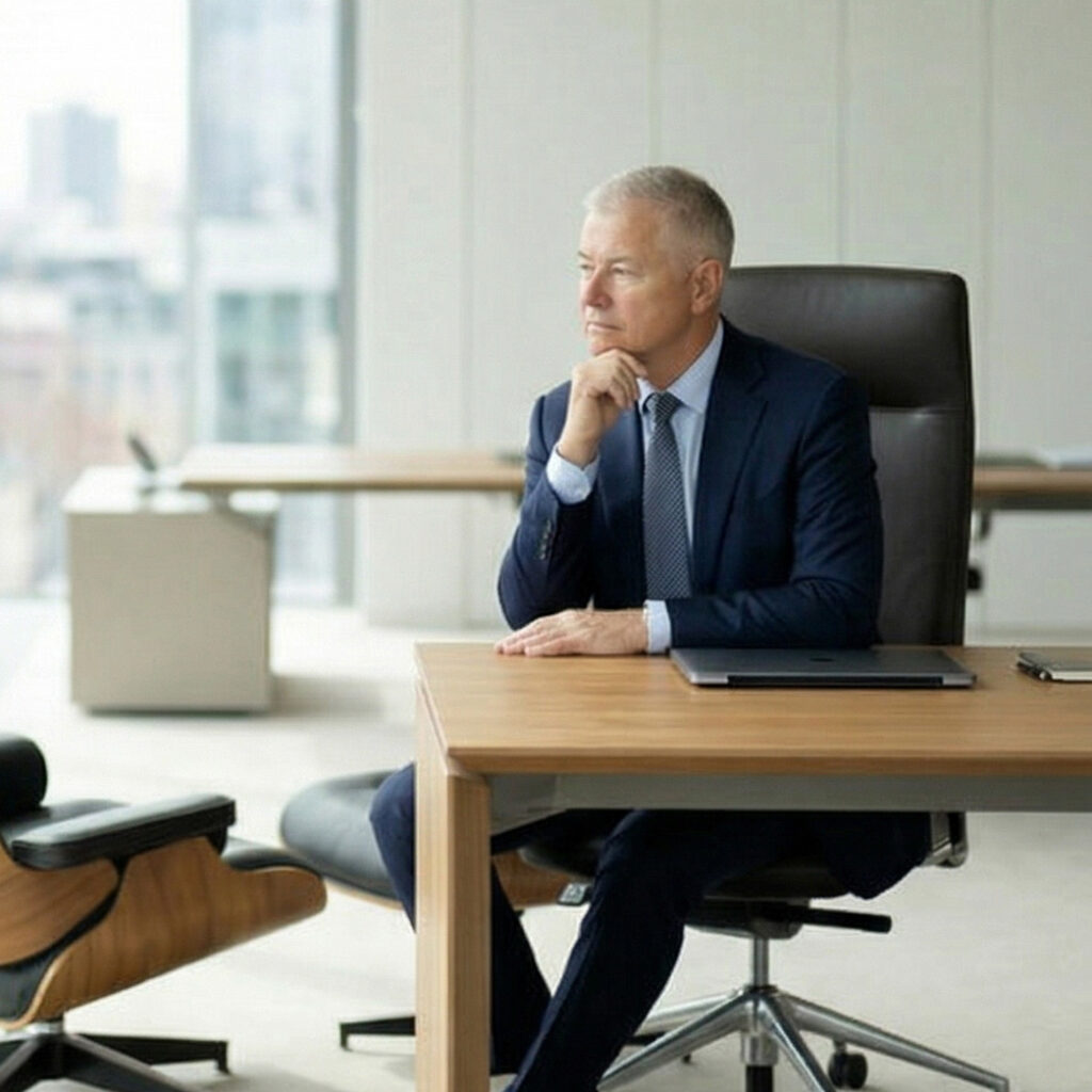 Georg Weiler am Schreibtisch sitzend